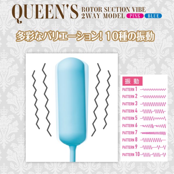 QUEEN'S ローターサクションバイブ 2wayモデル-ブルー-［吸引バイブ］［振動バイブ］［個別稼働］ - 画像 (4)